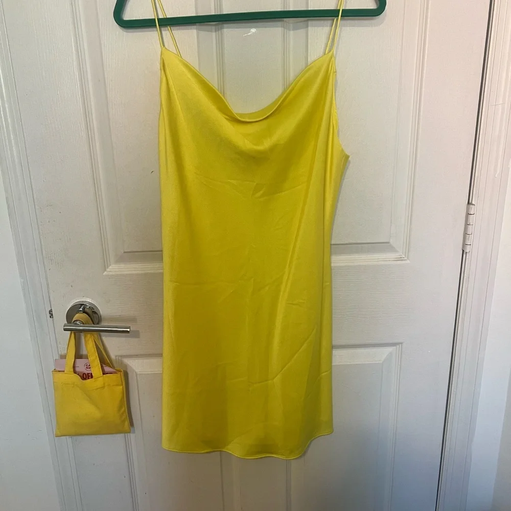 Alice + Olivia Yellow Cowl Neck Mini Dress - Picture 4 of 5